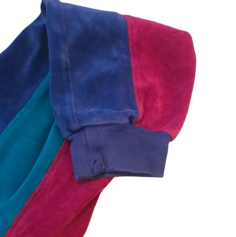 Vintage 1984 Jantzen Velour Track Suit Burgundy Blue Teal Medium - Picture 7 of 8